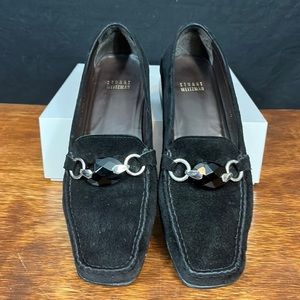 Stuart Weitzman Hardrock Black Suede Loafers Sz 9